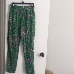 Green patterned pants. Size S.  For loose.